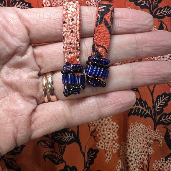 John Mark Blouse Size S Orange Artsy Boho Floral Mixed Print Tunic Top Flowy EUC - Picture 6 of 13